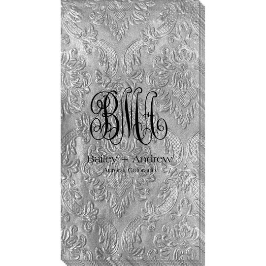 Script Monogram with Text Carte Embossed Guest Towels